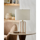 Modern European furniture - Lined Ceramic Linen Table Lamp - www.oroatrade.com