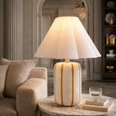Modern European furniture - Ceramic Scalloped Linen Table Lamp - www.oroatrade.com