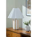 Modern European furniture - Ceramic Scalloped Linen Table Lamp - www.oroatrade.com