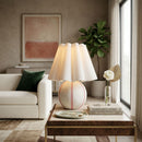 Modern European furniture - Lined Round Ceramic Table Lamp - www.oroatrade.com