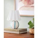 Modern European furniture - Lined Round Ceramic Table Lamp - www.oroatrade.com