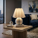 Modern European furniture - Lined Round Ceramic Table Lamp - www.oroatrade.com
