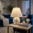 Modern European furniture - Lined Round Ceramic Table Lamp - www.oroatrade.com