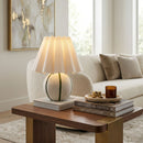 Modern European furniture - Lined Round Ceramic Table Lamp - www.oroatrade.com