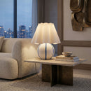 Modern European furniture - Lined Round Ceramic Table Lamp - www.oroatrade.com
