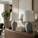 Hospitality furniture - Fluted Linen Table Lamp Set (2) - www.oroatrade.com