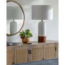 Contract furniture - White Drum Linen Table Lamp - www.oroatrade.com