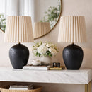 Modern European furniture - Pleated Linen Ceramic Table Lamps (2) - www.oroatrade.com