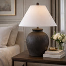 Modern European furniture - Ceramic White Linen Table Lamp - www.oroatrade.com