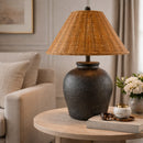 Modern European furniture - Brown Rattan Ceramic Table Lamp - www.oroatrade.com