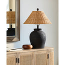Modern European furniture - Brown Rattan Ceramic Table Lamp - www.oroatrade.com