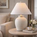 Modern European furniture - Ceramic White Linen Table Lamp - www.oroatrade.com