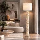 Contract furniture - Cream Layered Base Floor Lamp - www.oroatrade.com