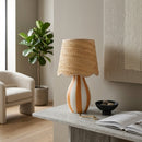 Modern European furniture - Striped Ceramic Seagrass Table Lamp - www.oroatrade.com