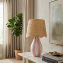 Modern European furniture - Striped Ceramic Seagrass Table Lamp - www.oroatrade.com