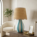 Modern European furniture - Striped Ceramic Seagrass Table Lamp - www.oroatrade.com