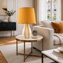 Modern European furniture - Striped Ceramic Seagrass Table Lamp - www.oroatrade.com