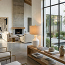 Contract furniture - White Ceramic Accent Table Lamp - www.oroatrade.com