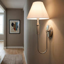 Modern European furniture - White Linen Silver Wall Lamp - www.oroatrade.com
