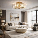 Hospitality furniture - Iron-Framed Frosted Glass Ceiling Lamp - www.oroatrade.com