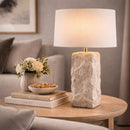 Contract furniture - White Organic Textured Table Lamp - www.oroatrade.com