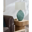 Contract furniture - Green Ceramic Embossed Table Lamp - www.oroatrade.com