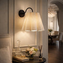 Contract furniture - Pleated Cream Linen Wall Lamp - www.oroatrade.com