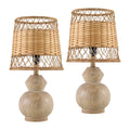 Modern European furniture - Brown Rattan Accent Table Lamps (2) - www.oroatrade.com