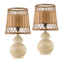 Modern European furniture - Brown Rattan Accent Table Lamps (2) - www.oroatrade.com