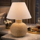 Contract furniture - White Rattan Base Table Lamp - www.oroatrade.com