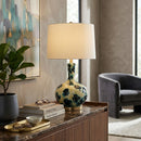 Hospitality furniture - Painted Blue Glass Table Lamp - www.oroatrade.com