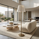 Contract furniture - White Scalloped Linen Floor Lamp - www.oroatrade.com