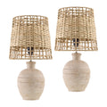 Modern European furniture -  Woven Seagrass Ceramic Table Lamps (2) - www.oroatrade.com