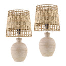 Modern European furniture -  Woven Seagrass Ceramic Table Lamps (2) - www.oroatrade.com