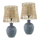Modern European furniture -  Woven Seagrass Ceramic Table Lamps (2) - www.oroatrade.com