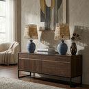 Modern European furniture -  Woven Seagrass Ceramic Table Lamps (2) - www.oroatrade.com