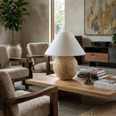 Modern European furniture - Brown Travertine Linen Table Lamp - www.oroatrade.com
