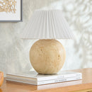 Hospitality furniture - Travertine Pleated Linen Table Lamp - www.oroatrade.com