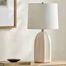 Modern European furniture - Glazed Ceramic Linen Table Lamp - www.oroatrade.com