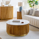 Modern furniture - Reeded Wood Marble Coffee Table - www.oroatrade.com