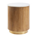 Modern European furniture - Reeded Wood Marble End Table - www.oroatrade.com