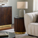 Modern European furniture - Reeded Wood Marble End Table - www.oroatrade.com