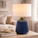 Modern European furniture - Reeded Glazed Ceramic Table Lamp - www.oroatrade.com