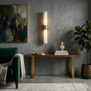 Hospitality furniture - Cylindrical White Glass Wall Lamp L - www.oroatrade.com