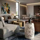 Modern European furniture - Ceramic Carved Outdoor Stool - www.oroatrade.com
