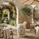 Modern European furniture - Ceramic Carved Outdoor Stool - www.oroatrade.com