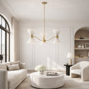 Hospitality furniture - Pleated White Linen 6-Light Chandelier - www.oroatrade.com