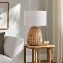 Hospitality furniture - Hand-painted Rattan Linen Table Lamp - www.oroatrade.com