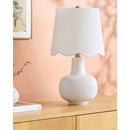 Modern European furniture - Scalloped White Linen Table Lamp - www.oroatrade.com