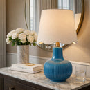 Modern European furniture - Scalloped White Linen Table Lamp - www.oroatrade.com